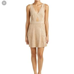 NEW moleskin cutout dress faux suede Mini L tan
